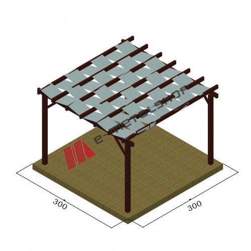 Ξύλινη πέργκολα με τεντόπανο 48,3εκ. - 300 x 400εκ.