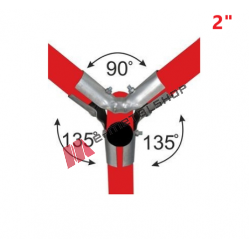 Τριπλή γωνιακή  μεταλλική σύνδεση περίφραξης 135 μοιρών για στρογγυλούς σωλήνες 2"
