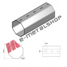 Οκτάγωνος άξονας για ρολά, γαλβανιζέ 60mm (Φ60) , πάχους 0,6mm (Τιμή μέτρου)