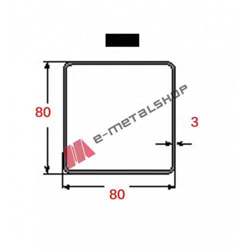 Κοιλοδοκός 80x80x3mm Μαύρος 6m