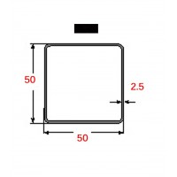 Κοιλοδοκός 50x50x2.5mm Μαύρος 6m