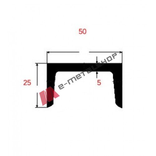 Πι UPN Μαύρο 50x25x5mm 6m