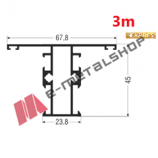 Ταύ M9305 σειράς Μ9400 Comfort Alumil 3m σε χρώμα καφέ 8014