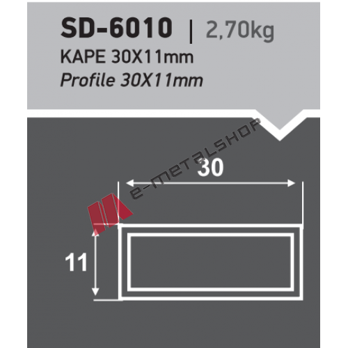 Καρέ αλουμινίου 30x11 Ανοδίωση SD-6010 Styledoors (τιμή βέργας) 6μ.